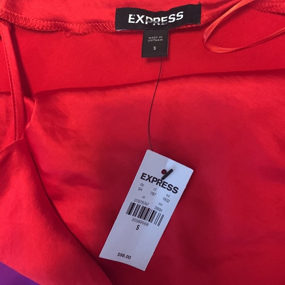 Express red purple satin slip dress cowl neck spaghetti strap diagonal size s - Picture 7 of 10
